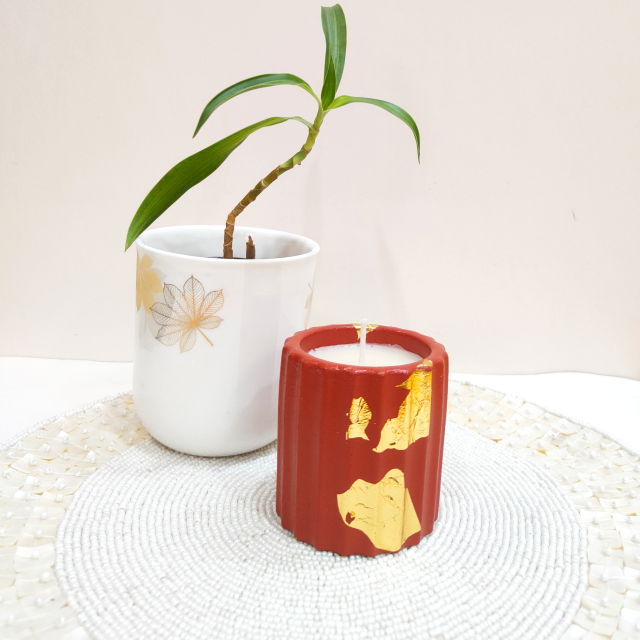 Concrete Exotica Gold Columnal Candles