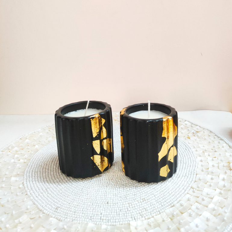 Concrete Exotica Gold Columnal Candles