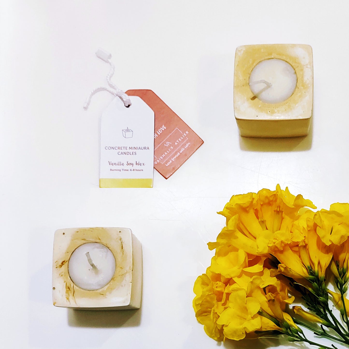 Concrete MiniAura Candle Yellow Vanilla- Set of 2