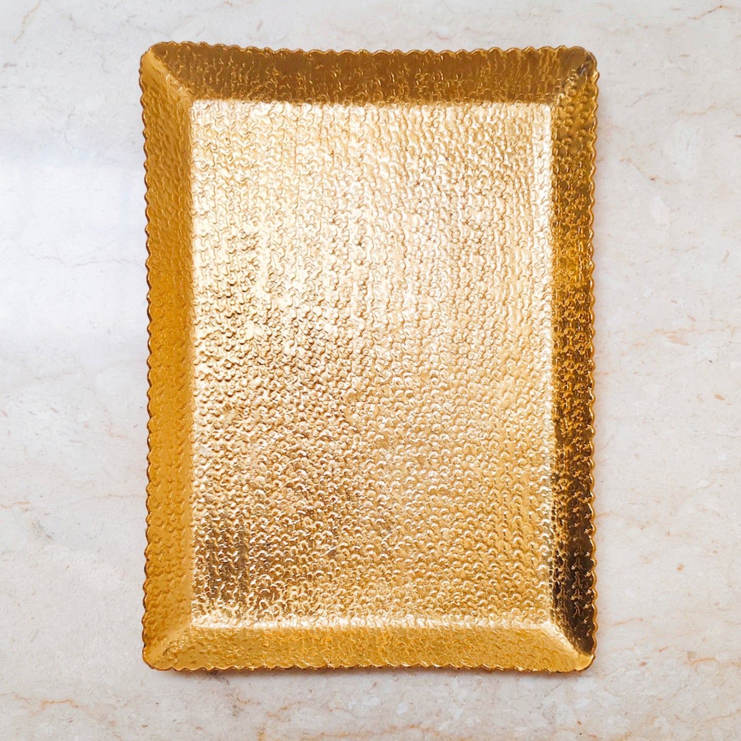Rectangle brass tray for console styling