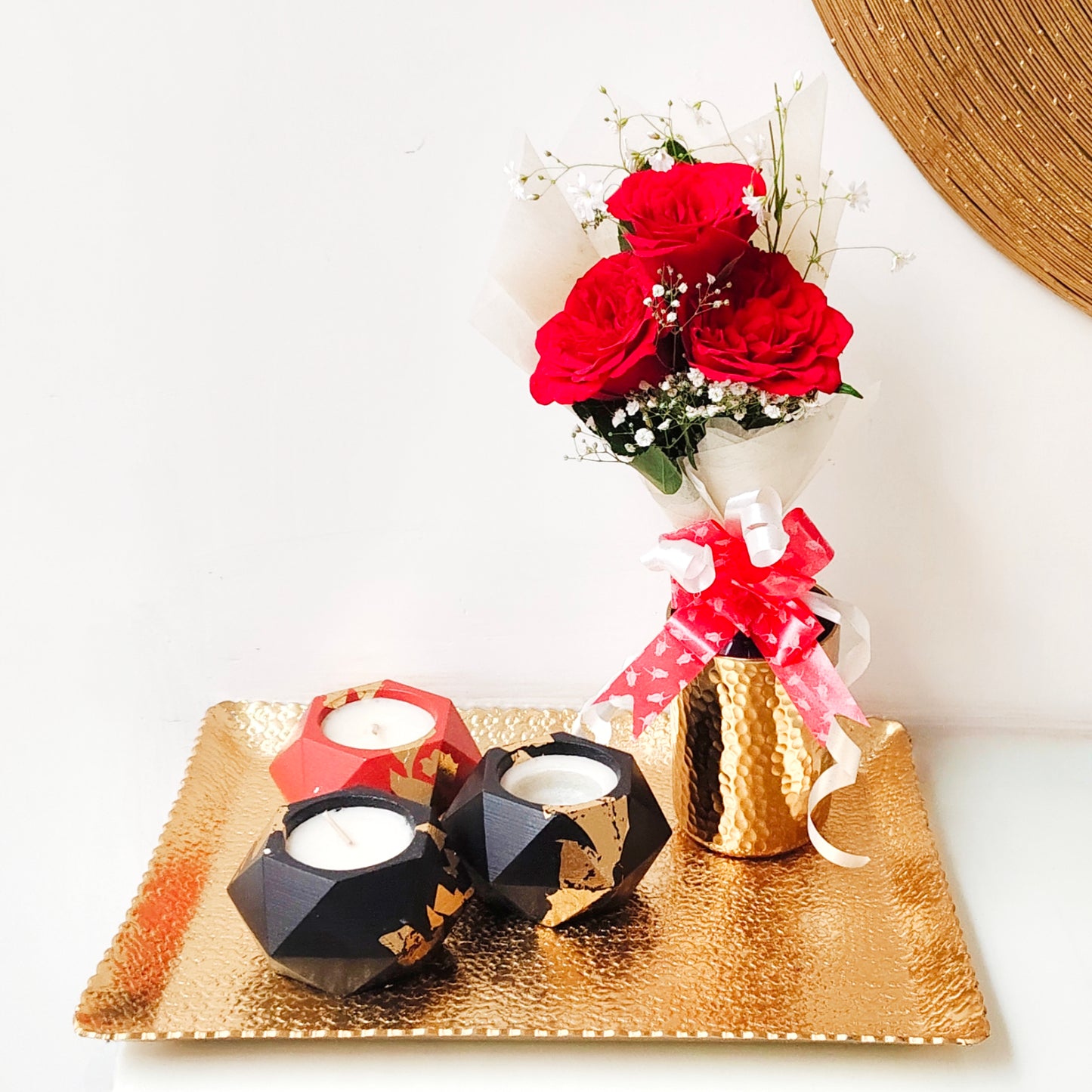 Rectangle brass tray for console styling & decor