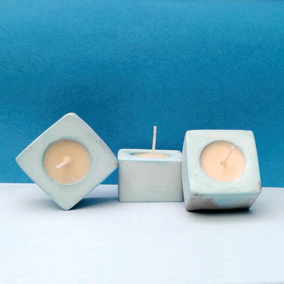 Concrete MiniAura Candle Blue Lavender- Set of 2