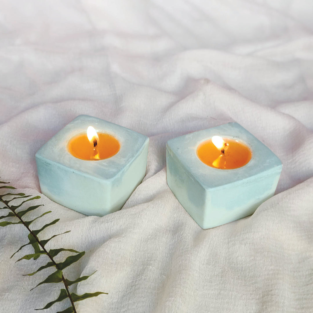 Concrete MiniAura Candle Blue Lavender- Set of 2