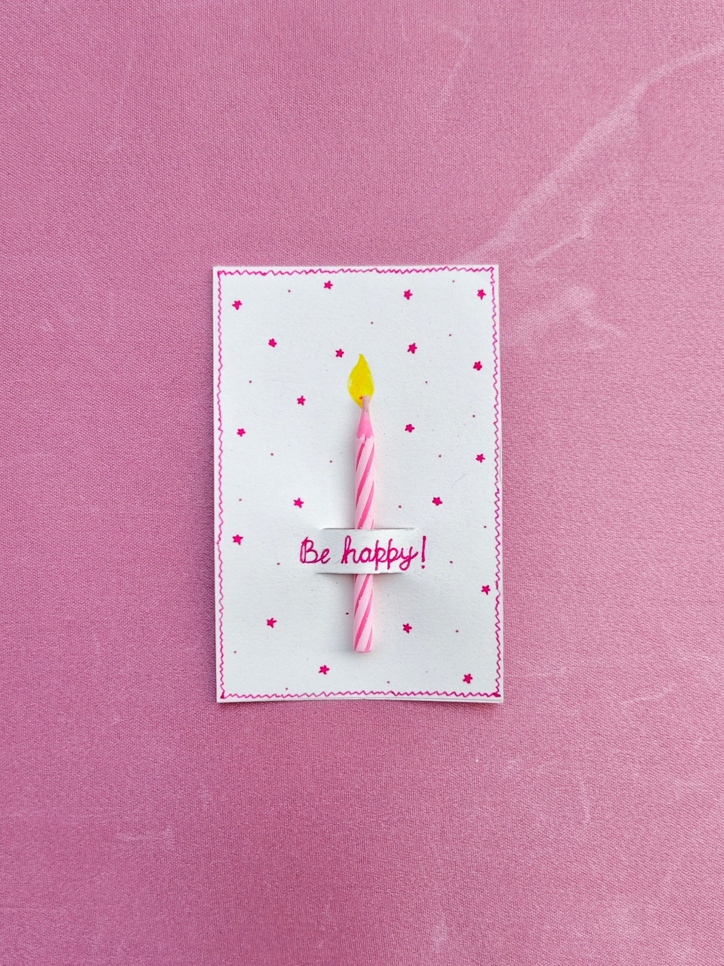 Pink color card with calming cute candle for gifting needs