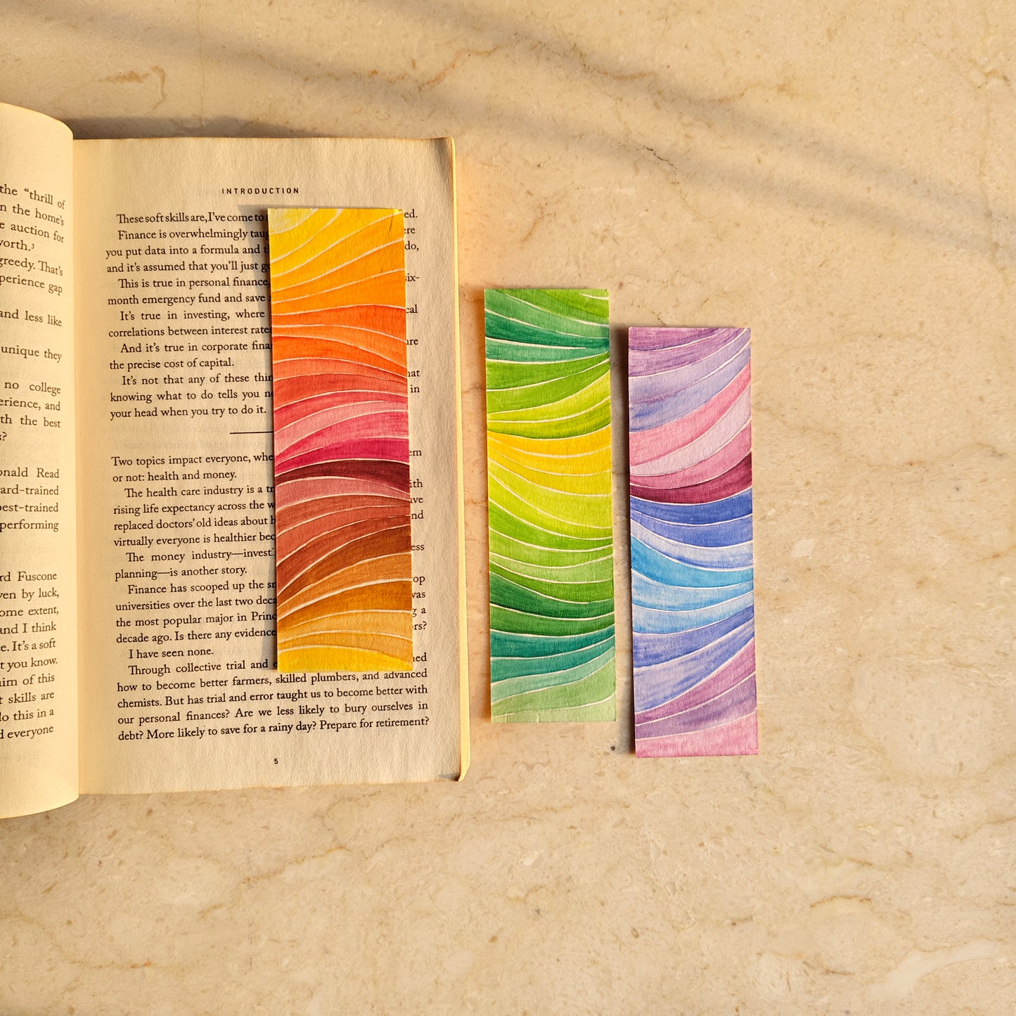 Wave Bookmarks- Set of 3